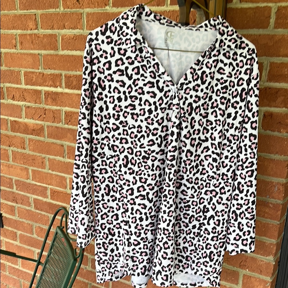 Women’s blouse CASEI 2 XL black and lavender print on white